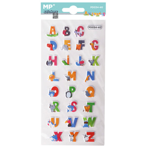 PACK 24 Uds. PEGATINAS STICKERS RELIEVE DISEÑO ANIMALES