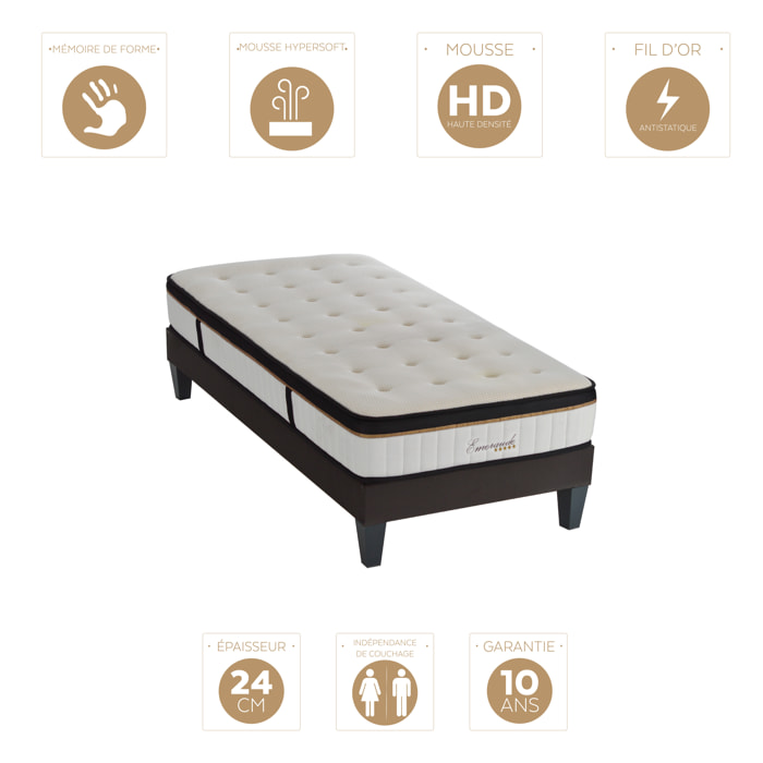 Matelas EMERAUDE | 1 Place | Mémoire de Forme - 24cm