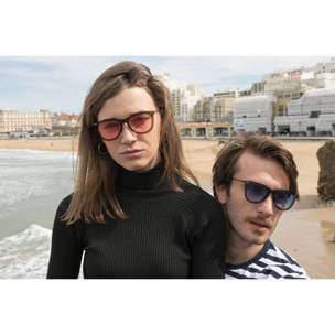 Gafas de sol PALO ALTO ARLES - Marrón transparente / Espejo rosa y patillas de metal dorado mate
