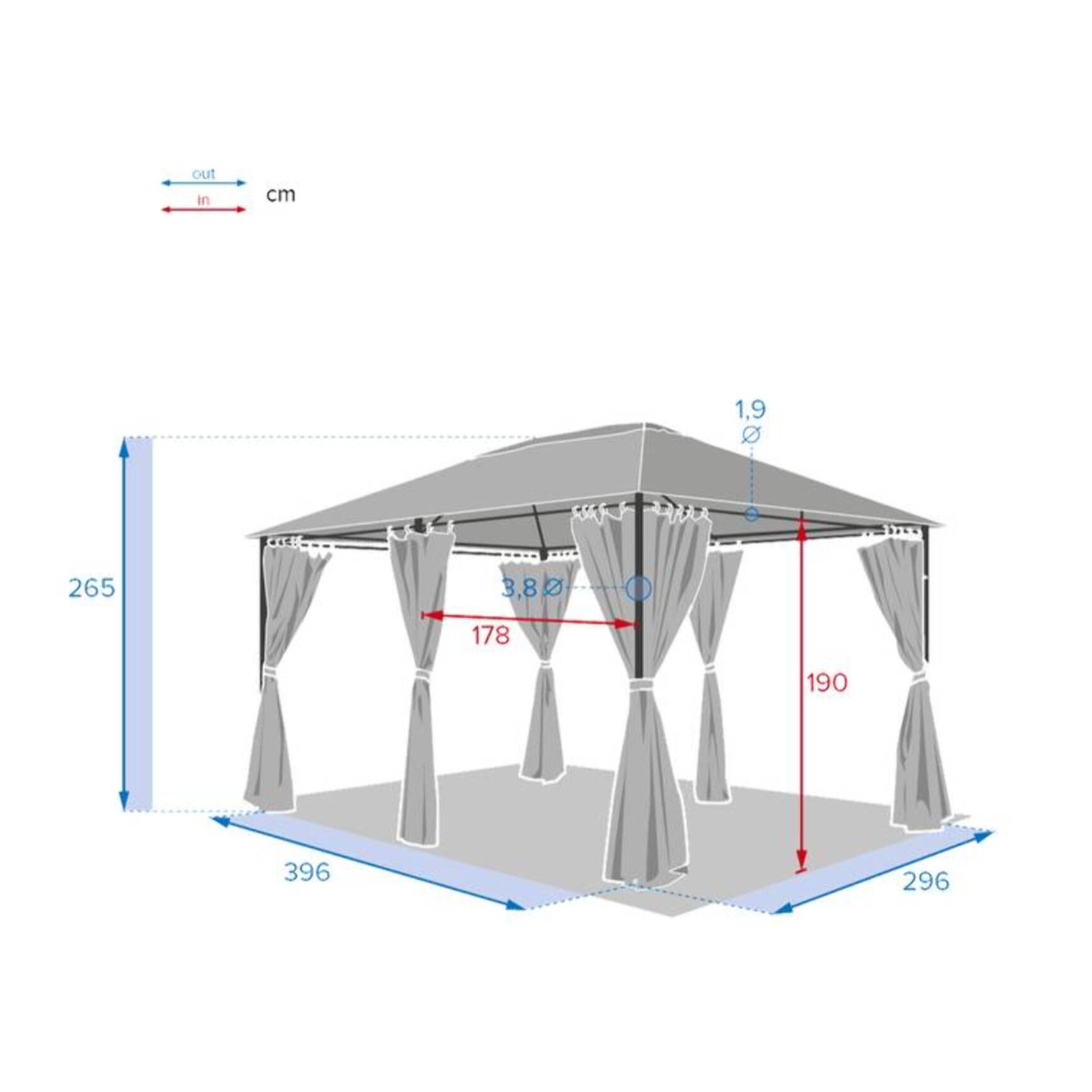 Tonnelle Santorini argile 4x3m