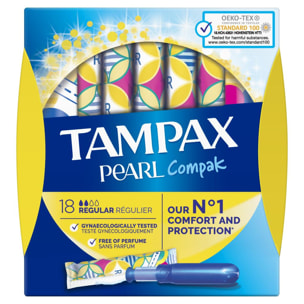 4x18 Tampax Pearl Compak Régulier Tampons Applicateur