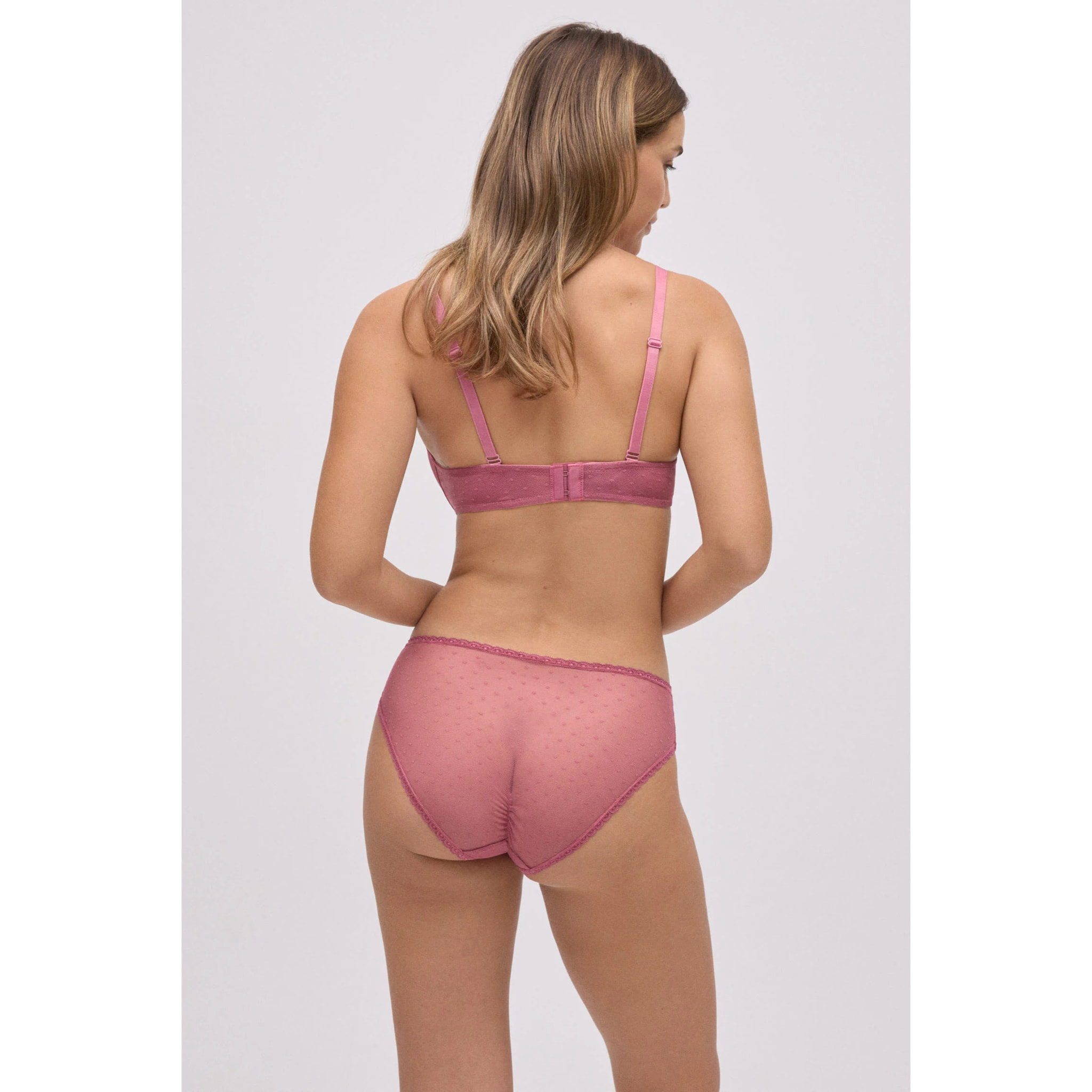 Slip midi in plumetis rosa