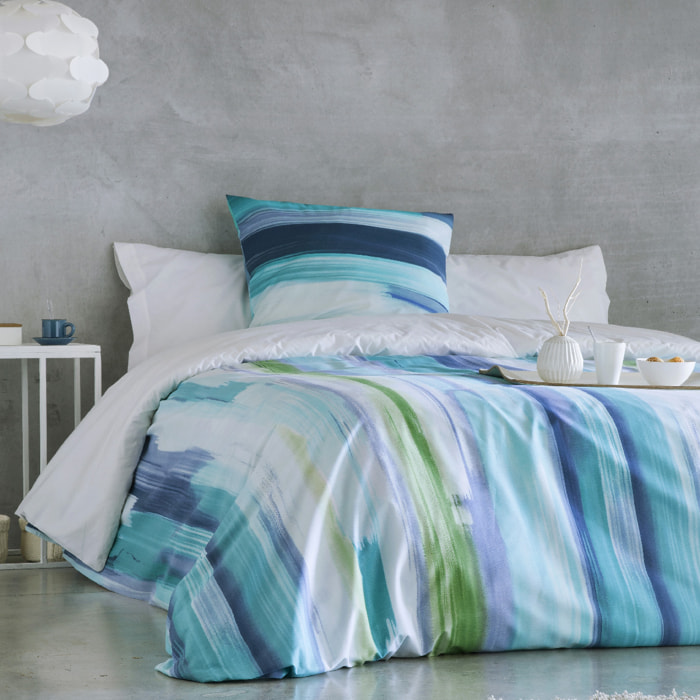 Funda nórdica 100% algodón LOANE azul/verde/blanco - varias medidas disponibles -