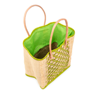 Villafrati bolso de hombro mujer. Fabricado en rafia y paja, con asas de cuero.