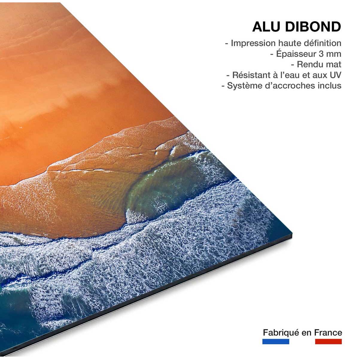 Tableau bord de mer plage terre de sienne  Tableau alu Dibond