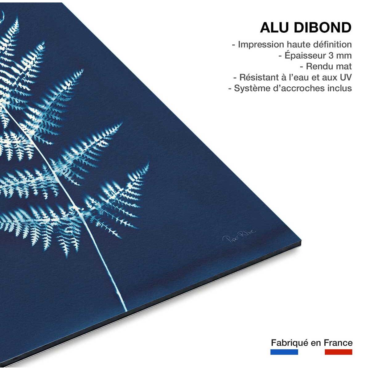 Tableau fleurs Duo fougères bleues Tableau alu Dibond