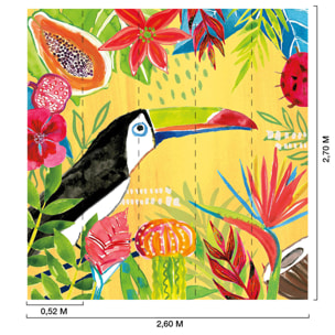 Papier peint exotique toucan et fruits Intissé