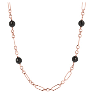 Collana Lunga Catena Figaro con Onice Nero Sfaccettato