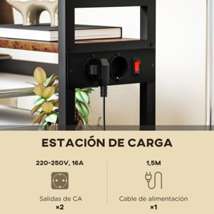 Soporte para Impresora con Estación de Carga Mueble para Impresora de 4 Niveles con Ruedas y Marco Metálico para Oficina Casa Escuela Marrón Rústico