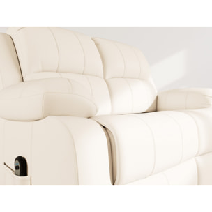 Armand - Canapé 2 places relax électrique en simili - Beige