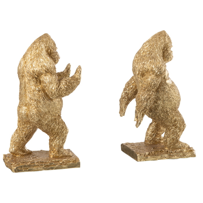 J-Line serre-Livre Gorille - polyrésine - or - set de 2