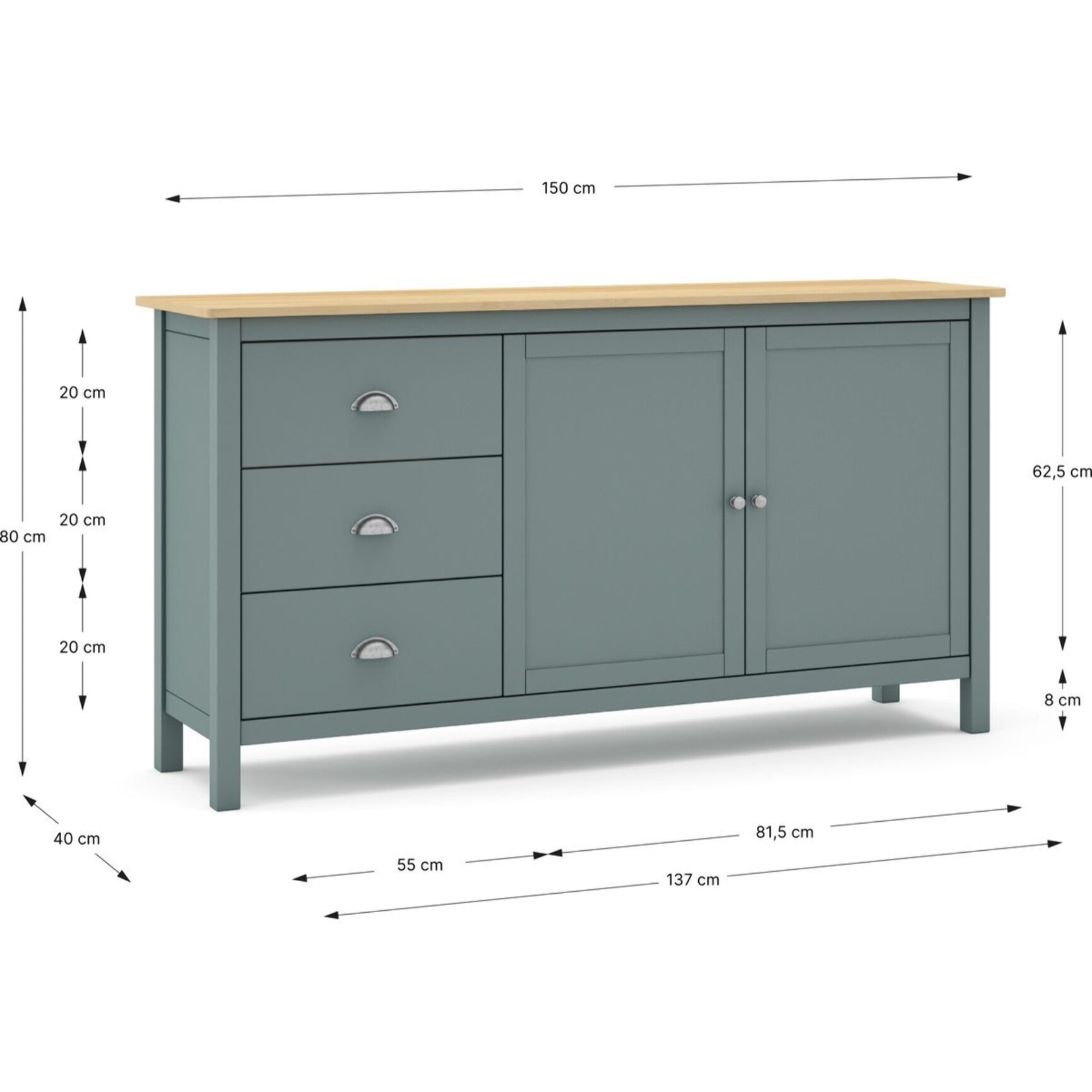 Buffet 2 portes et 3 tiroirs - MACHA
