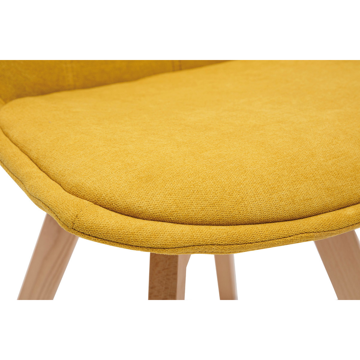 Chaises scandinaves en tissu effet velours jaune moutarde et bois clair (lot de 2) MATILDE