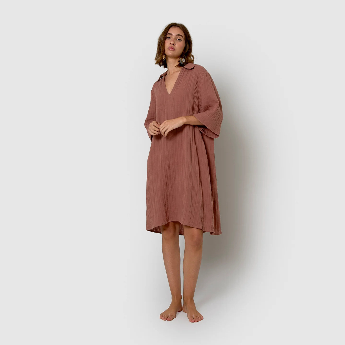 Vestido corto muselina rosette
