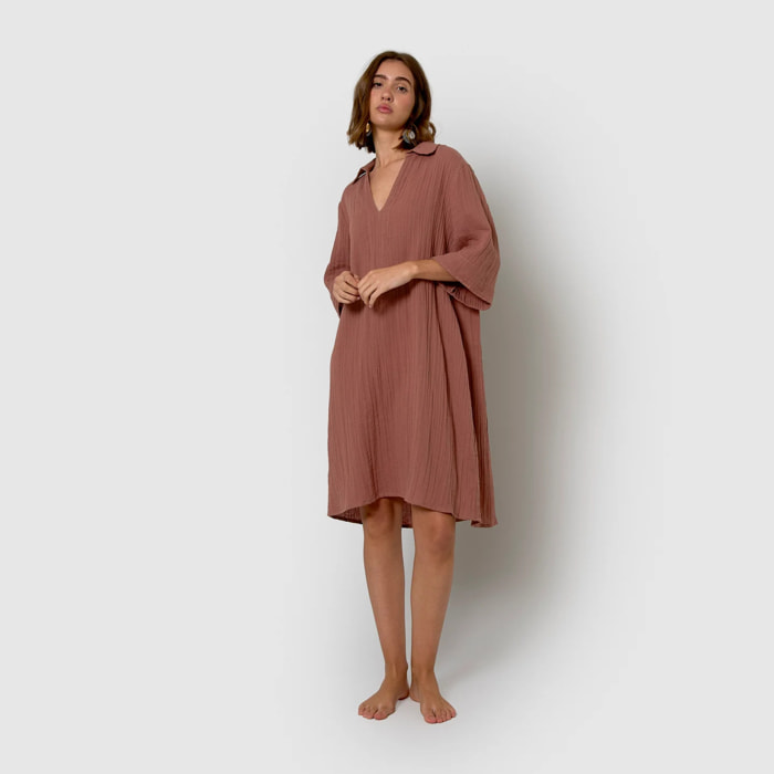 Vestido corto muselina rosette