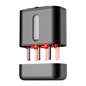 DAM Aplicador de lociones/medicamentos capilares con tratamiento de luz roja para el pelo. Cerdas de cuerno de vaca. 5,5x3x6,2 Cm. Color: Negro