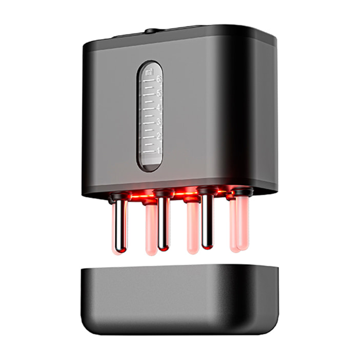 DAM Aplicador de lociones/medicamentos capilares con tratamiento de luz roja para el pelo. Cerdas de cuerno de vaca. 5,5x3x6,2 Cm. Color: Negro