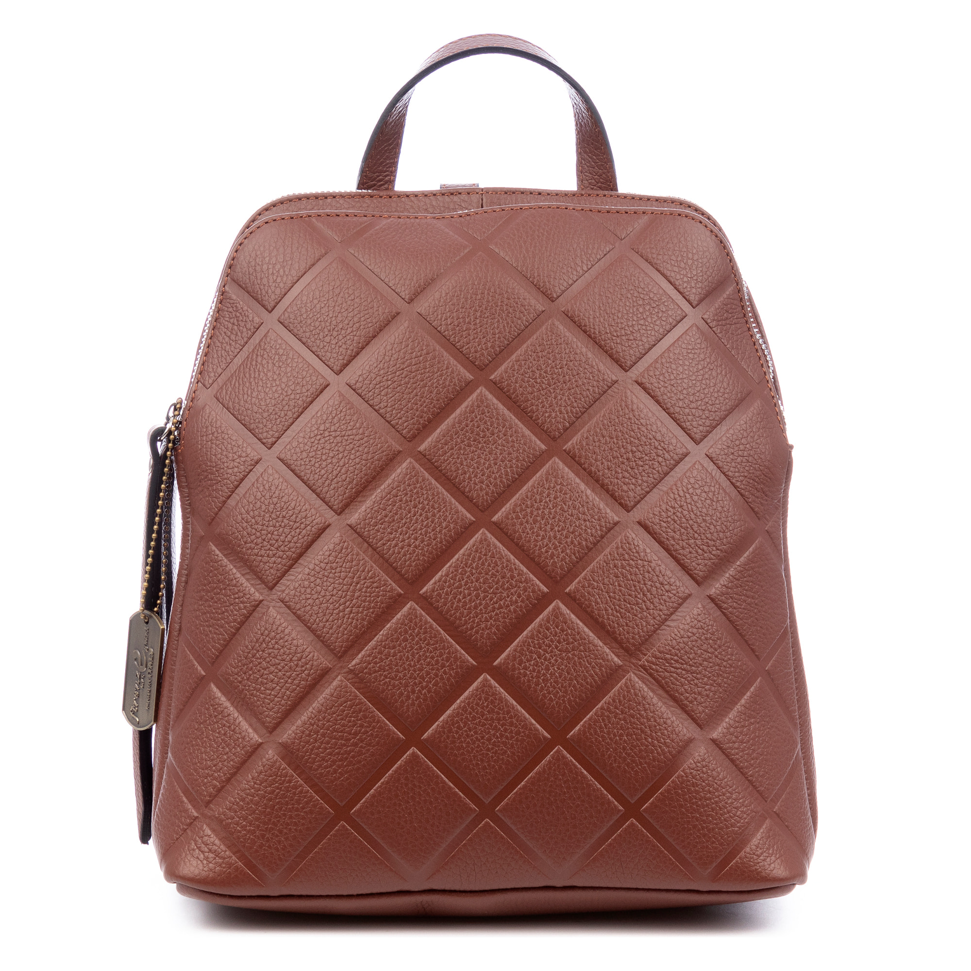 Arquà zaino donna. Pelle autentica Dollaro goffrata geometrica grande.