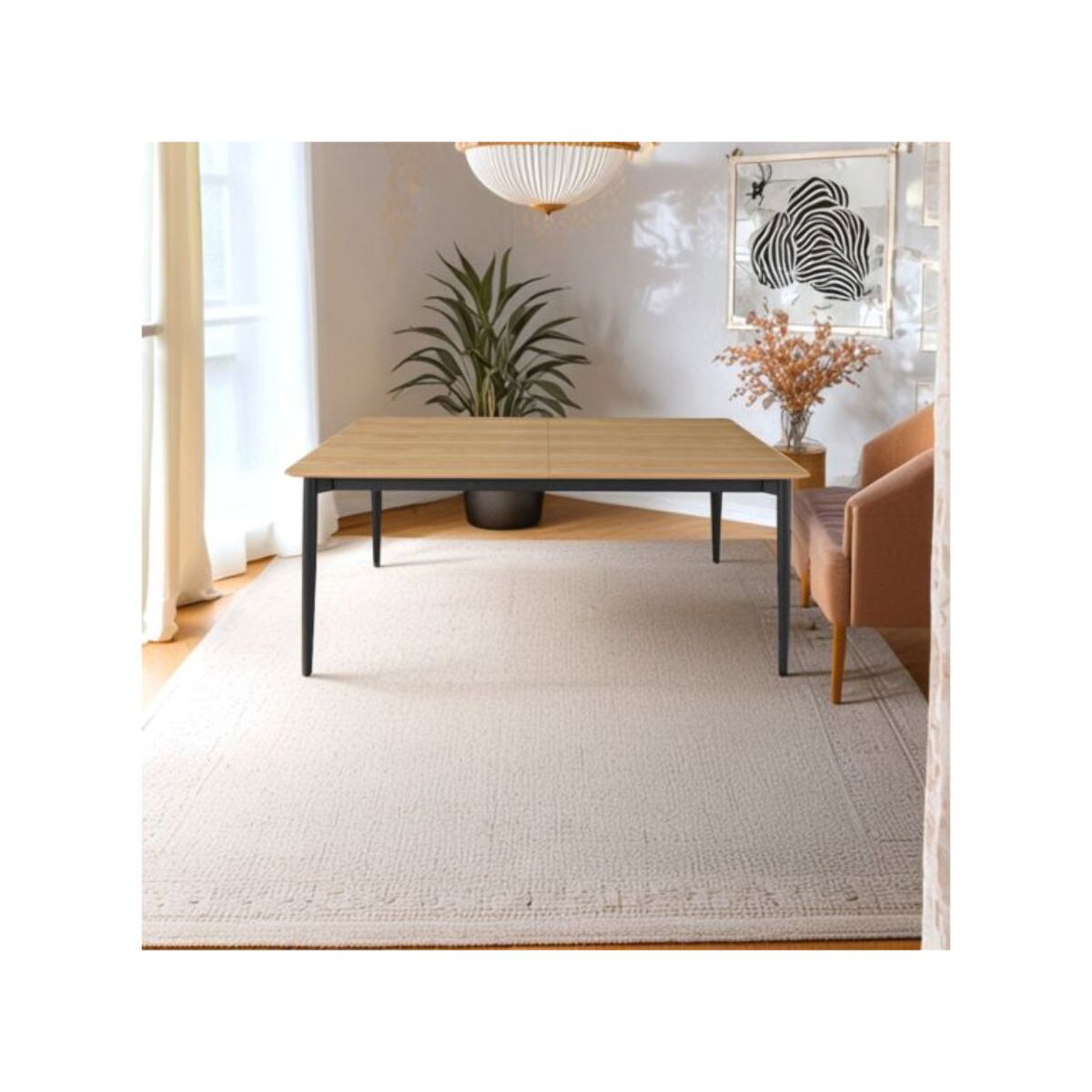 Table extensible L. 200/300 cm plateau placage bois de frêne - ISEO