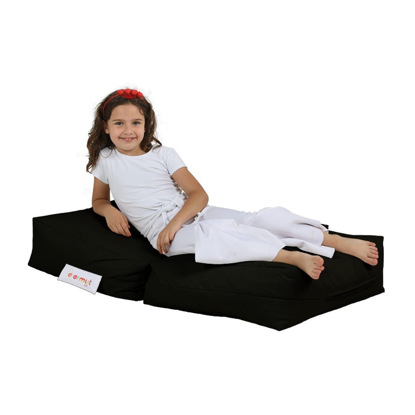 Sillón + puf para niños para exteriores negro