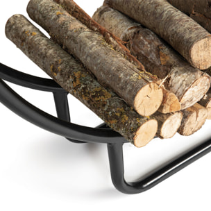 Range bûches arche noir en acier