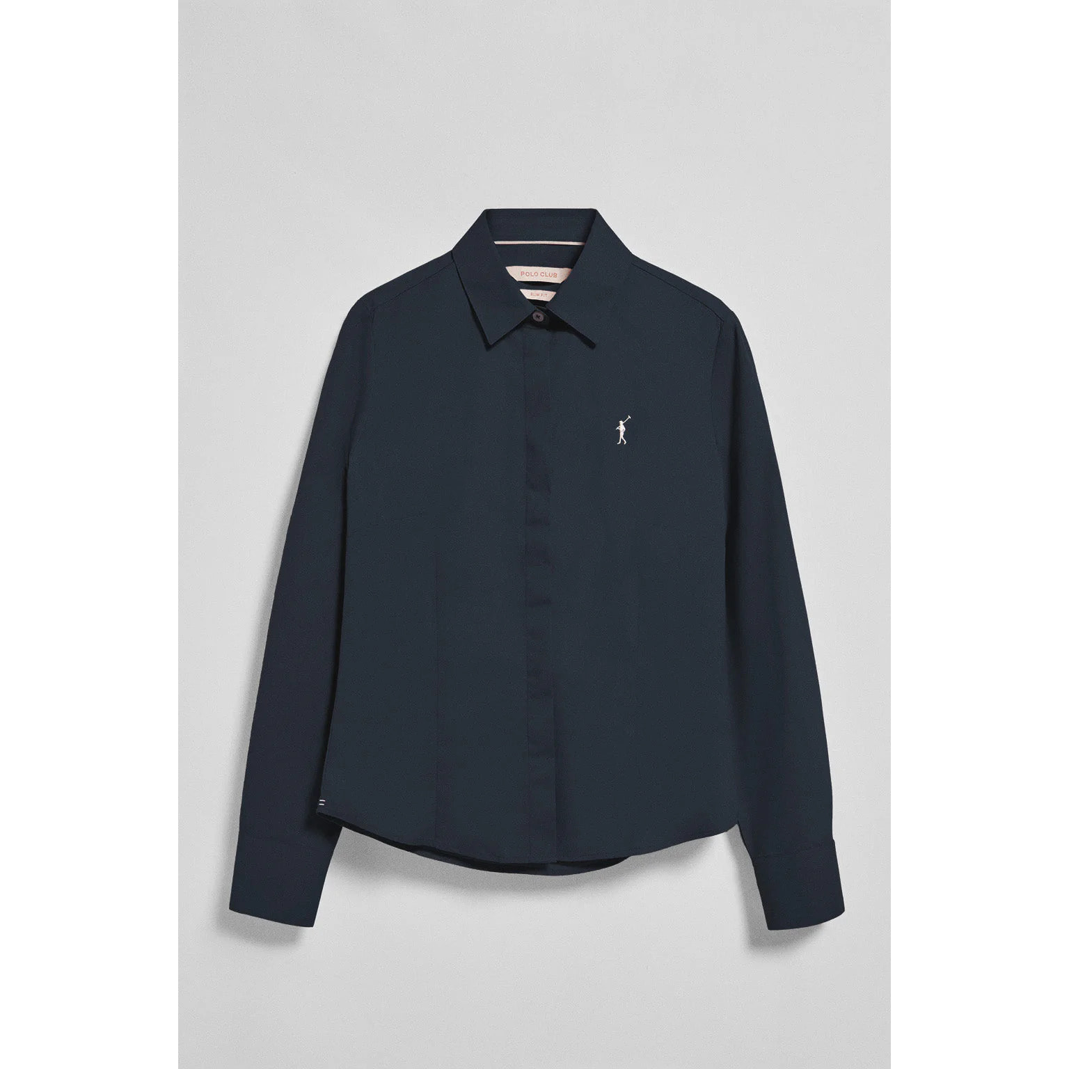 Camisa slim de popelín azul marino con logo bordado Rigby Go