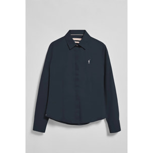 Camisa slim de popelín azul marino con logo bordado Rigby Go