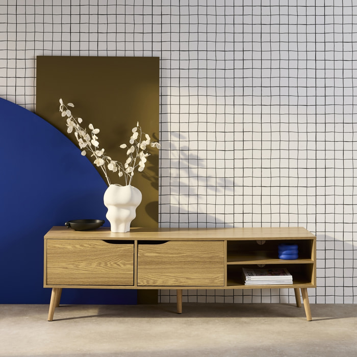 Meuble TV vintage décor bois 2 portes 160cm NEPAL
