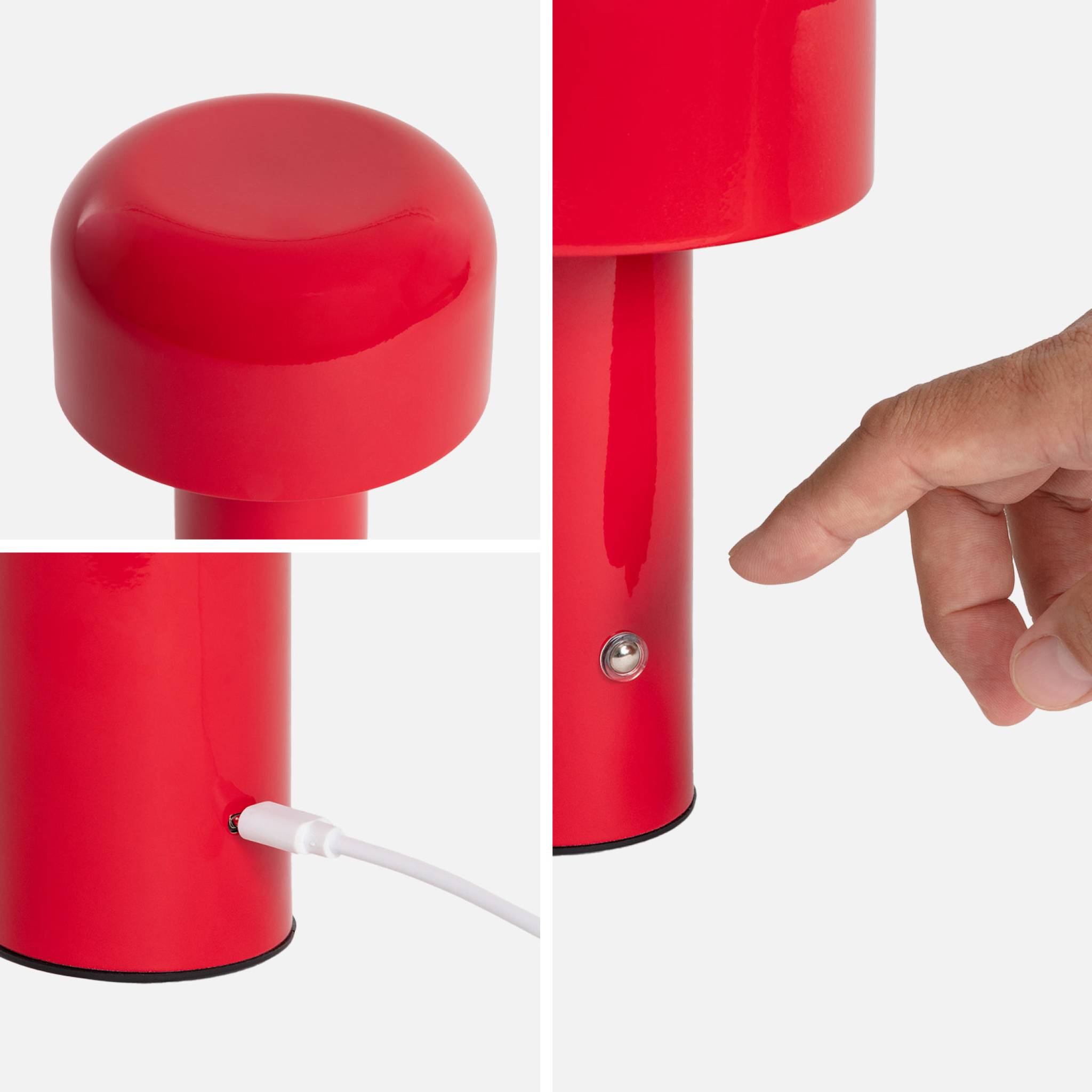 Lampe à poser LED sans fil rechargeable Victor rouge Ø 13cm