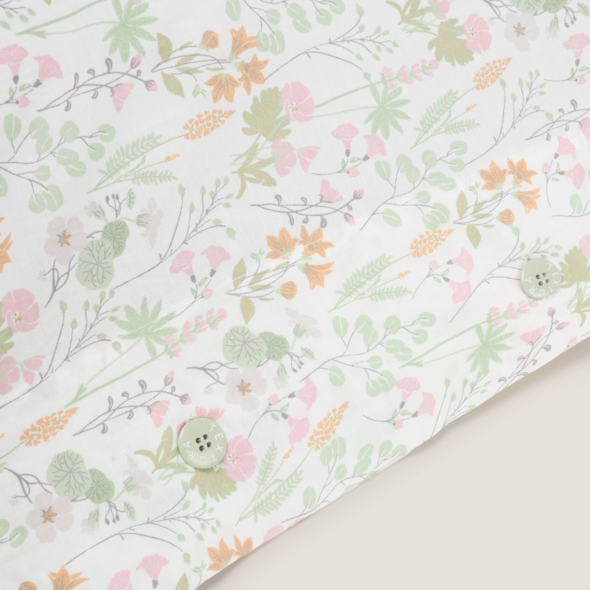 Funda almohada algodón flores Ferda color verde 100% Algodón percal