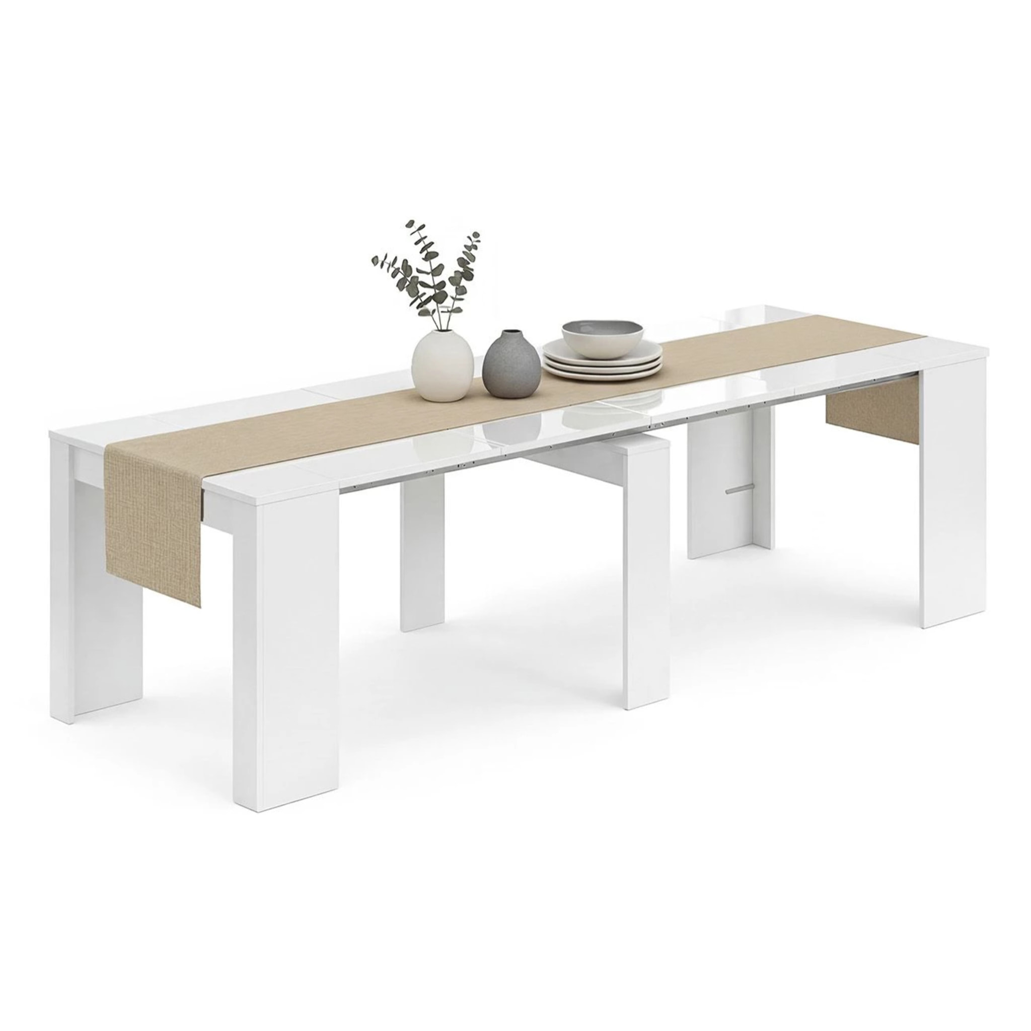 Mesa consola extensible en blanco 50-235x90 cm Denis Blanco