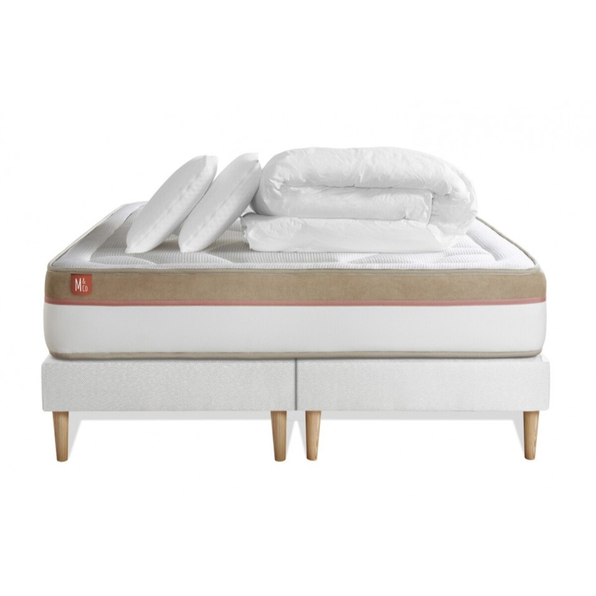 Pack matelas LE COSY - Mémoire de forme - Ep. 30 + sommiers Blanc