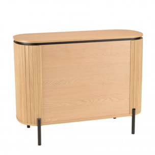 CHARLIE - Commode marron 3 tiroirs style rétro Pin pieds métal noir