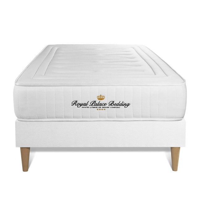 Ensemble - Matelas Mémoire de forme 20cm d'épaisseur - 3 zones de confort - Confort ferme - Sommier tapissier en kit - 1 place