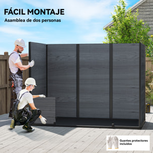 Caseta de Jardín Exterior 2,77 m², 244x131x201 cm, Cobertizo de Jardín Exterior de Plástico con Suelo, Puertas con Pestillo, Ventanas y Ventilación para Almacenaje Herramientas, Gris Oscuro