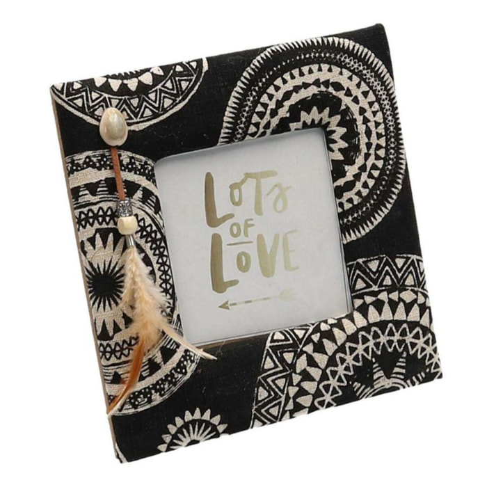 Portafoto da tavolo in legno e tessuto maori quadro cm18x2h18