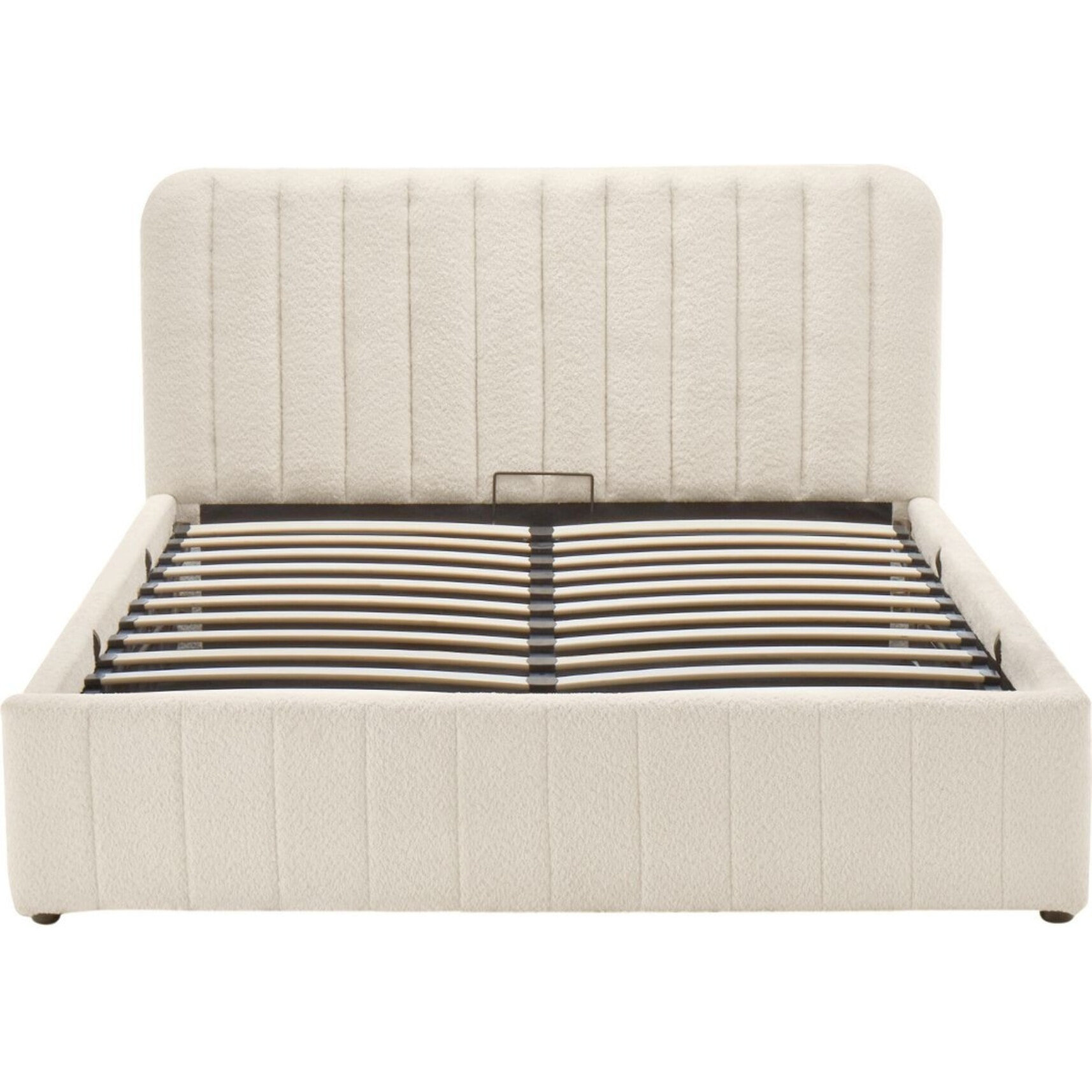 Lit coffre avec tête de lit en tissu bouclé - AVA