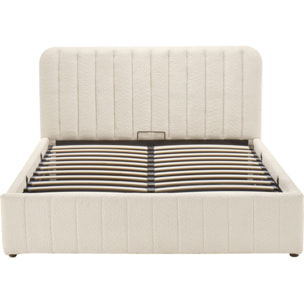 Lit coffre avec tête de lit en tissu bouclé - AVA