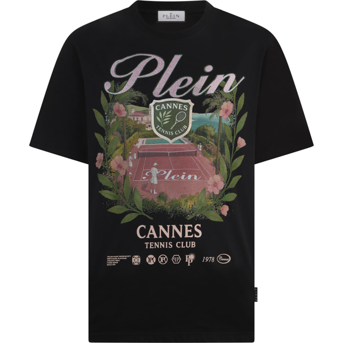 PHILIPP PLEIN Round Neck T-Shirt Cannes Tennis Club