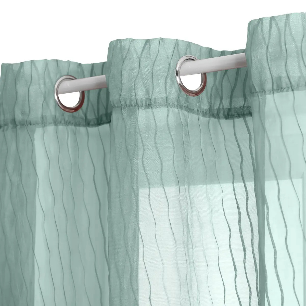 Voilage Mila rayures texturées140x240cm vert céladon