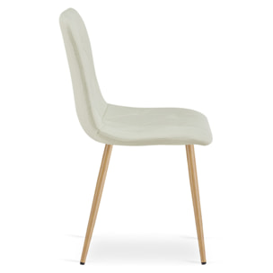 Set di 2 sedie Libra in tessuto beige e gambe effetto legno