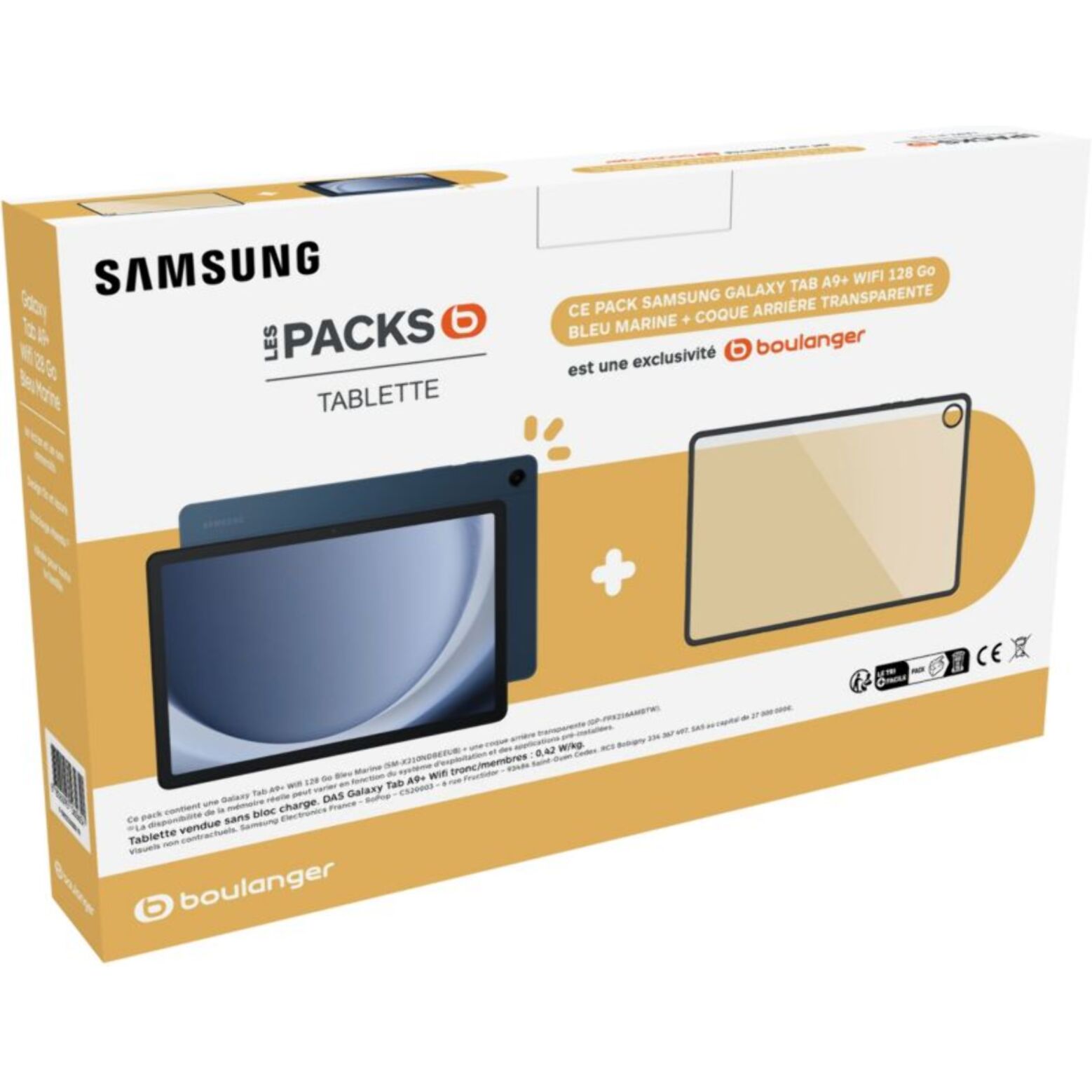 Tablette Android SAMSUNG Pack A9+ 128Go Bleu + Coque Transparente