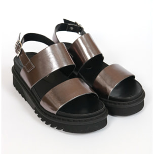 SANDALO FLATFORM DOPPIA FASCIA CHOCOLA' PELTRO