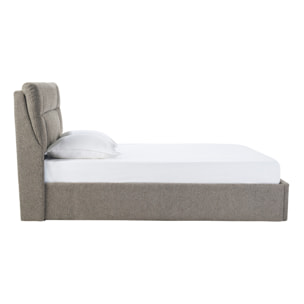 Lit coffre 2 places 160x200 cm en tissu texturé taupe HONO