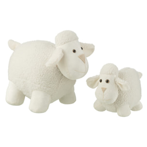 J-Line butoir de porte Mouton - polyester - blanc - H31 cm - 1,8 kg