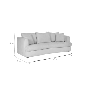 Canapé convertible déhoussable 3-4 places design haricot en tissu effet velours terre brûlée SACHA