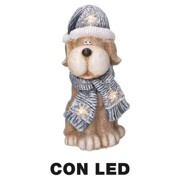 Cane in resina led cappello grigio cm22x19,5h40