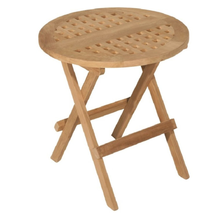 FUN - Table pique nique de jardin ronde 50x50cm en bois Teck