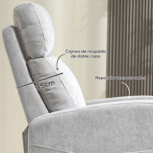 Sillón Relax Reclinable Manual Sillón Relax Tapizado en Lino Sintético con Reposapiés y Bolsillo Lateral Carga 120 kg Sillón Reclinable para Dormitorio Oficina Gris Claro