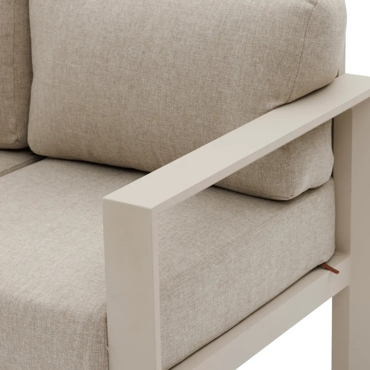 Salon de jardin "Évasion" argile & lin 5 places en oléfine et aluminium